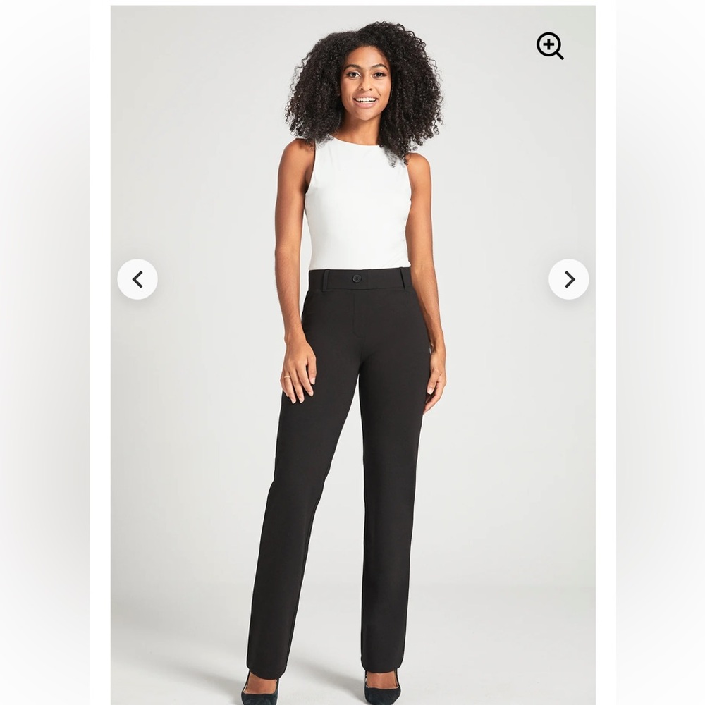 Betabrand | Classic Dress Pant Yoga Pant Straight Black Large